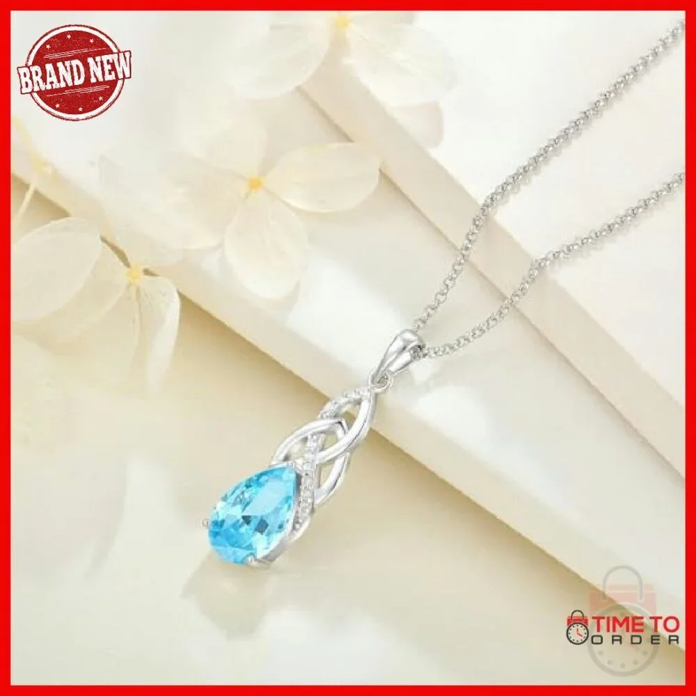 Sterling Silver Celtic Knot Infinity Pendant Necklace with Birthstone